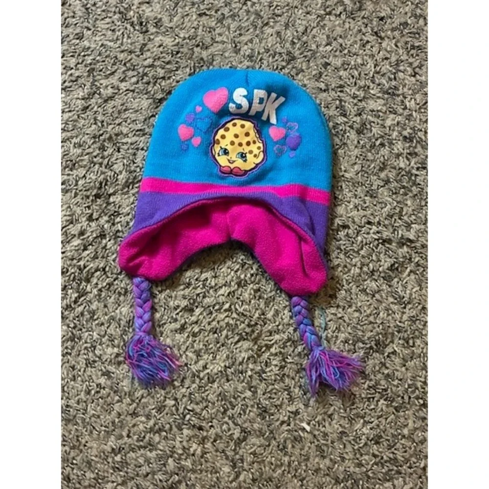 Shopkins Kooky Cookie Girls Beanie Hat Pink Blue Purple Fleece Lined 2017